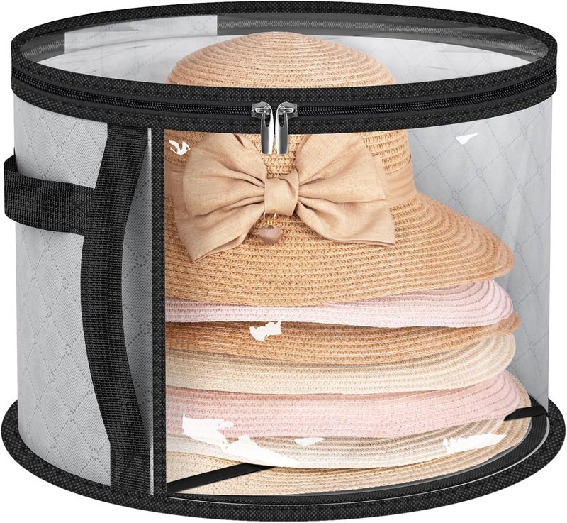 AOODA Oversized Clear Hat Storage Bag, Holds up to 7 Caps Cowboy Hat Organizer for Closet, Wide Brims Hat Case with Carrying Handles (Grey) - Image 1